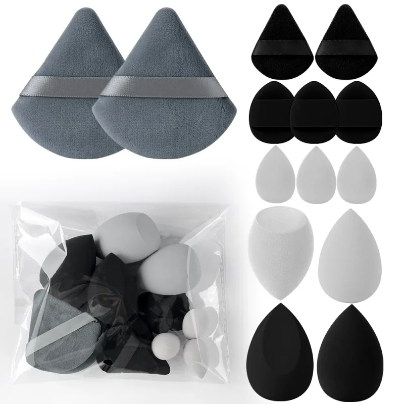 1-20 pçs pincéis de maquiagem conjunto sombra de olho fundação blush iluminador corretivo ferramenta de beleza feminina puffs beleza esponjas polegar puffs