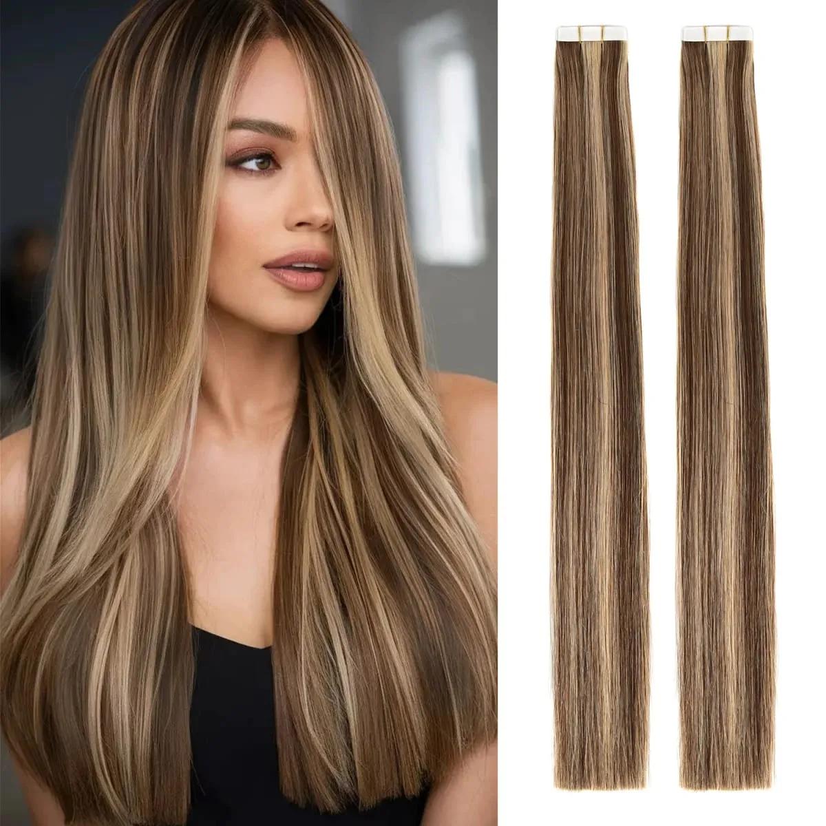 #30 Medium Auburn 40pc 100g Seamless Remy Tape in Human Hair Extensions Natural Straight PU Skin Weft Real Virgin Human Hair