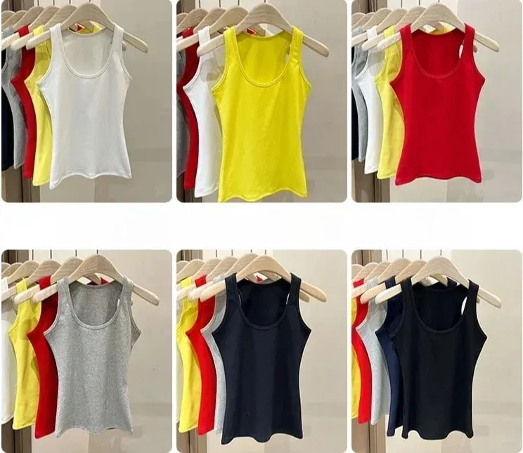 New Korean Style U-Neck Sleeveless Strap Tank Tops Slimming Base Layer Top Fashion Minimalist Design Summer Female Solid Camis