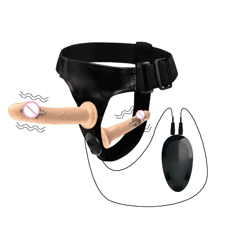 Couples Harness Strap-on with 2 Vibrations Realistic Dildos for Anal G-spot Stimulation Prostate Massager Adult Sex Toy for Wom