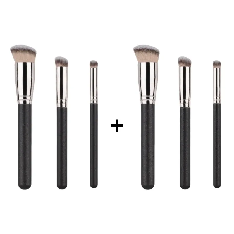 3 pçs conjunto de pincéis de maquiagem de base angular pincéis de maquiagem profissional para base líquida creme bb corretivo feminino ferramentas de beleza