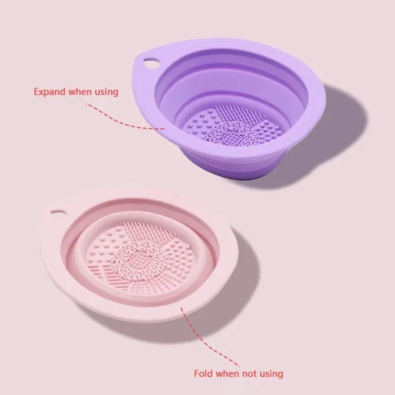 Escova de maquiagem de silicone limpador dobrável escova de cosméticos tigela de limpeza em pó puff beleza esponja tapete de lavagem escovas almofada de purificador
