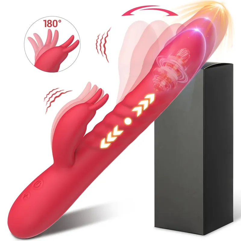 Vibrador coelho poderoso para mulheres, vibrador telescópico, ponto g, estimulador clitoriano de silicone, masturbador feminino, brinquedos sexuais