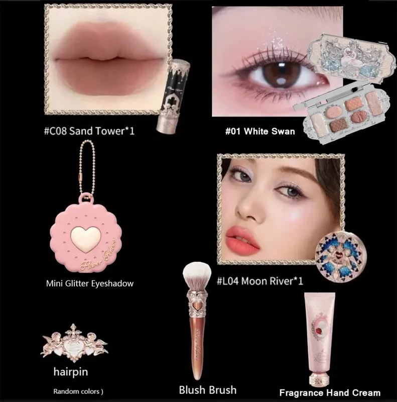 Flower Know Little Angel Collection Makeup Gift Box Eyeshadow Blush Cream Matte Lipstick Highlighter Full Kit All In One