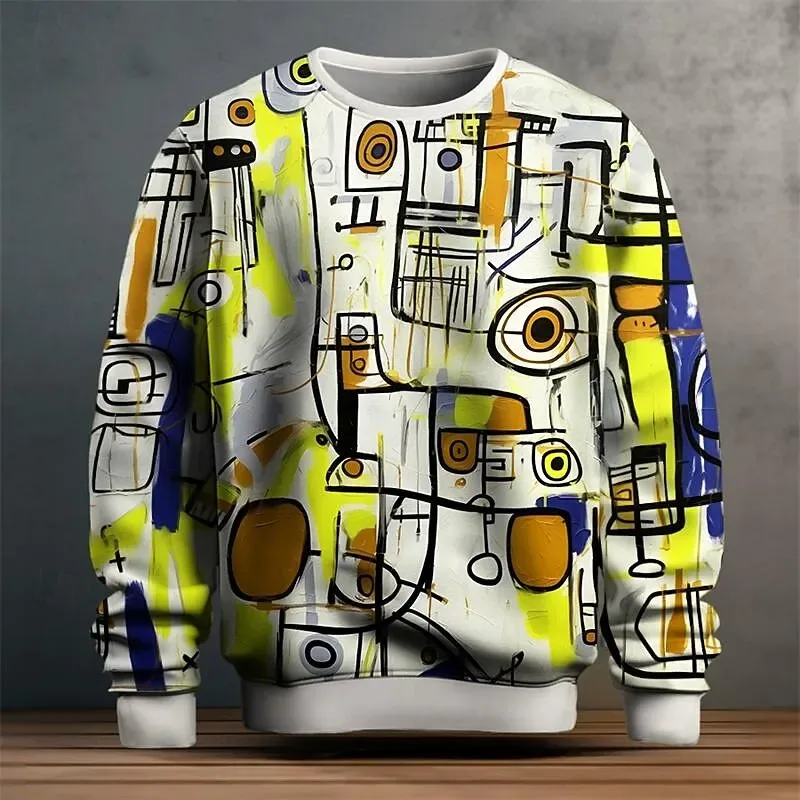 Men's Graphic Sweatshirts For Men Graffiti Pullover Long Sleeve Sweatshirt Crew Neck Fashion Daily Casual Holiday Vacation New — image 4