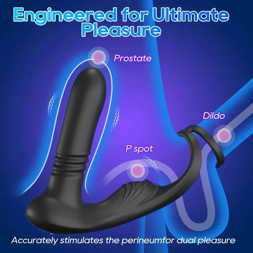 3 em 1 empurrando vibrador anal controle remoto masculino massageador de próstata anel peniano telescópico butt plug estimulador brinquedo sexual para homem