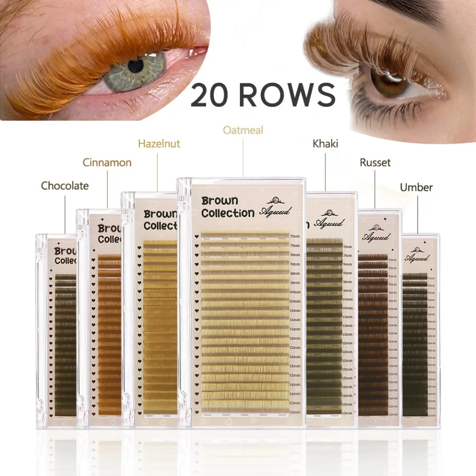 20 linhas c cc d curvado natural marrom volume russo cílios 7-15mm misto caxemira macio clássico marrom escuro extensões de cílios
