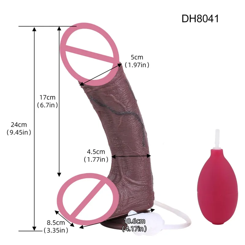 Silicone realista camadas duplas ejaculando pênis esguichando vibrador longo com otário brinquedos sexuais anal para homens mulheres masturbador