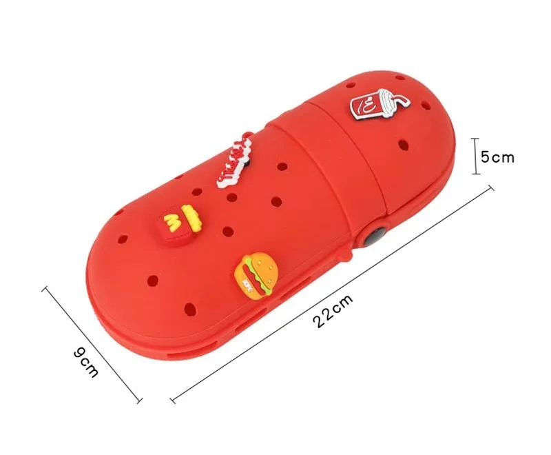 Silicone Makeup Organizer Box – Kids Pencil Case & Stationery Holder Large Slipper‑Style Storage