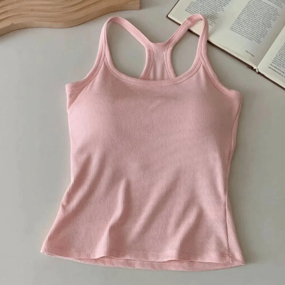 Alças de ombro largas colete oco confortável em forma de h costas peito pequeno camisola design fino elástico fino regata