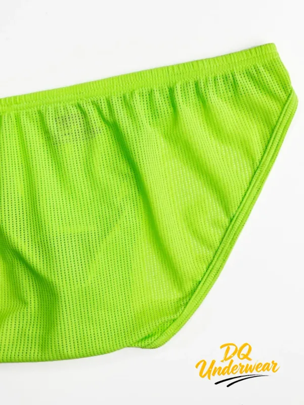 Cuecas de biquíni masculinas de malha neon, cor sólida, cintura elástica, multi cores, cintura baixa, bolsa convexa, respirável, secagem rápida, bs839, 1 peça