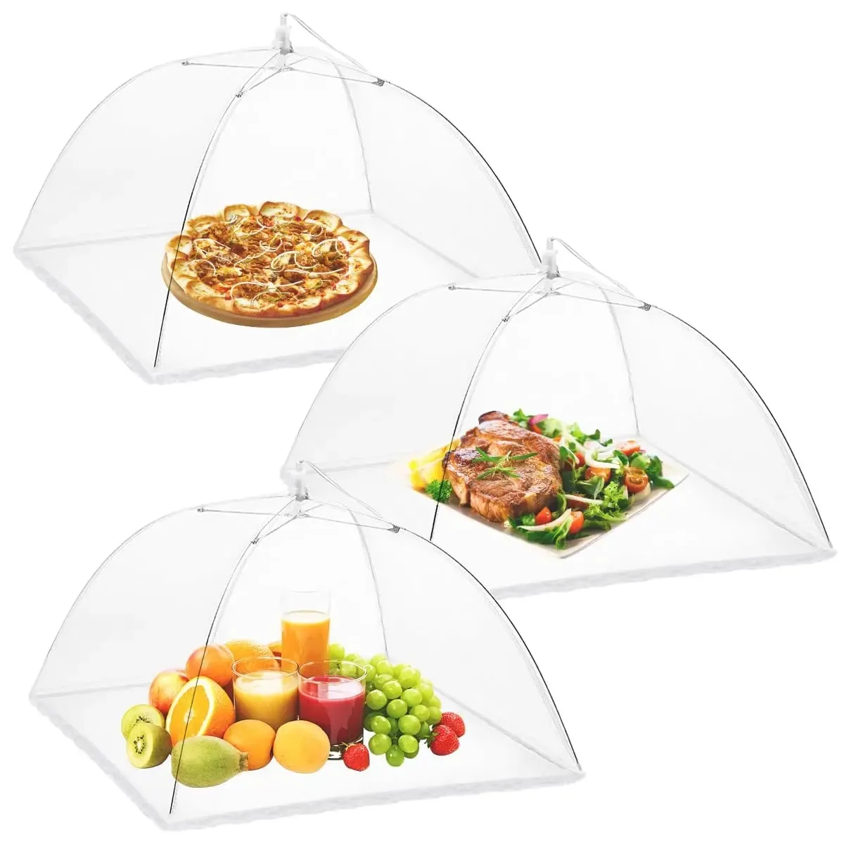 Grande rede de alimentos de malha pop-up 17x17 cobre guarda-chuva de barraca para protetores de barracas de tela ao ar livre para insetos reutilizáveis ​​e dobráveis