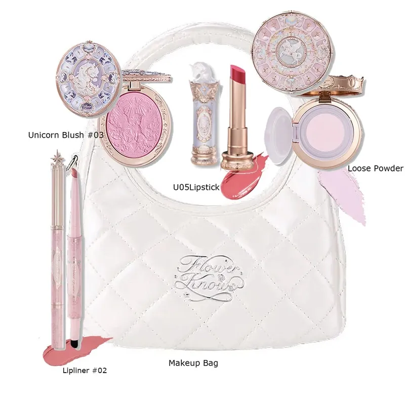 Flor sabe conjunto de maquiagem caixa completa cisne urso jardim coleção em relevo blush brilho batom kit fundação tudo em kit de maquiagem