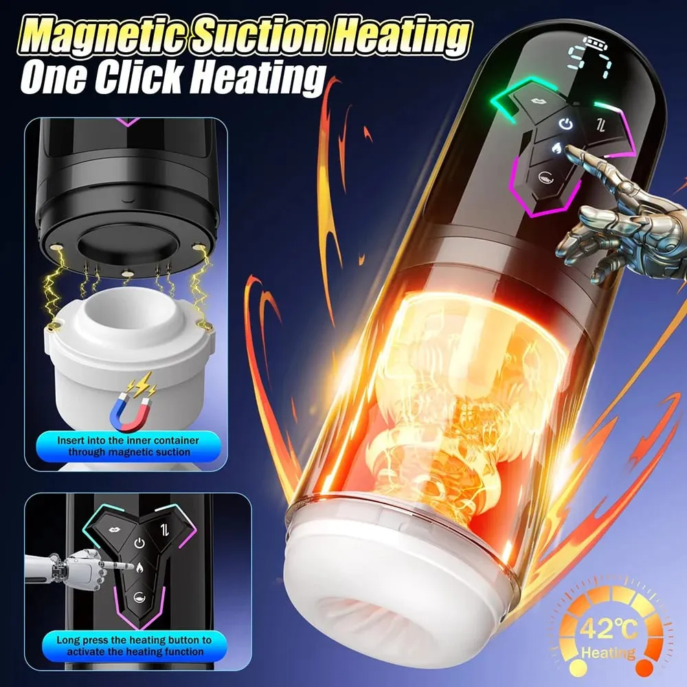 Copo masturbador automático masculino, controle por aplicativo, vibração, sucção, aquecimento, bomba peniana com display lcd, brinquedo sexual adulto para homens
