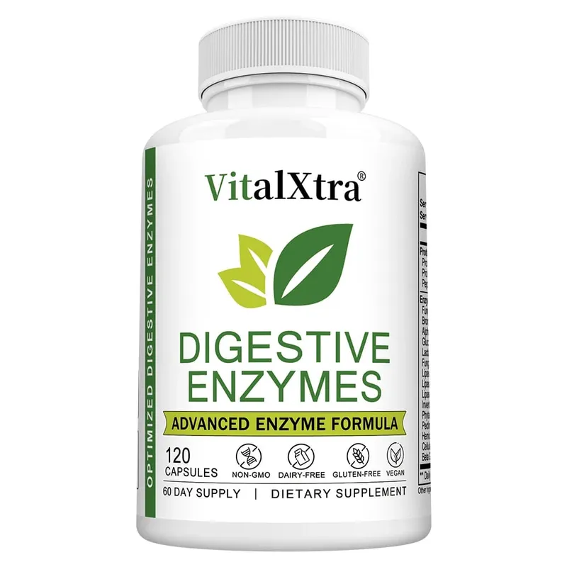 Digestive Enzymes Capsules - Most Essential Digestive Enzymes (Amylase Lipase Bromelain Lactase Cellulase Invertase)