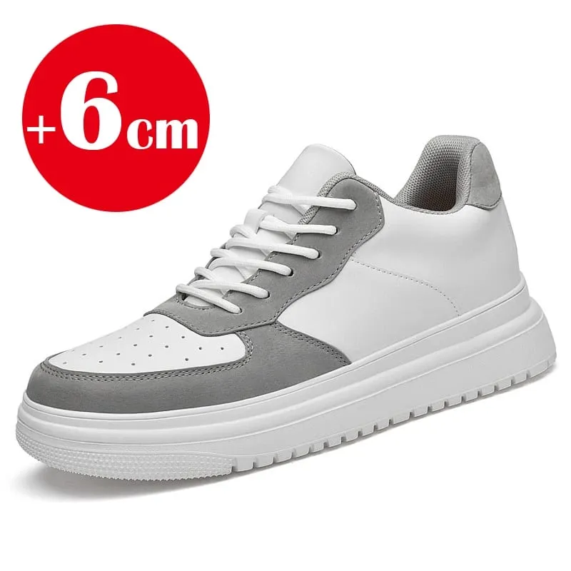2026 novos sapatos crescentes de altura para homens 8cm tênis elevador invisível branco leathe esporte zapatillas de hombre tamanho grande 46