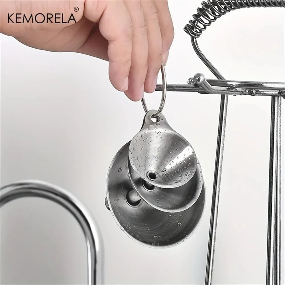 3PCS Stainless Steel Silver Funnel Kitchen Oil Spill Dispenser Wine Leak Tool Kitchen Funnel Drain Tool
