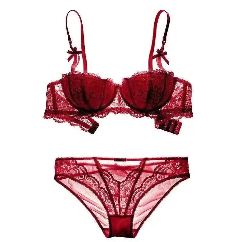 Sutiã de renda francesa meia xícara ultrafino compacto sutiã pequeno kawaii lingerie sexy push up estilo japonês design minimalista para mulheres — image 12