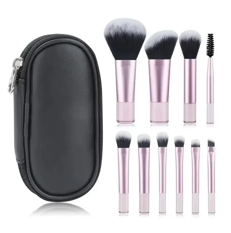 10 pçs/saco mini conjunto de pincéis de maquiagem em pó sombra fundação blush liquidificador corretivo beleza ferramentas de maquiagem escova profissional