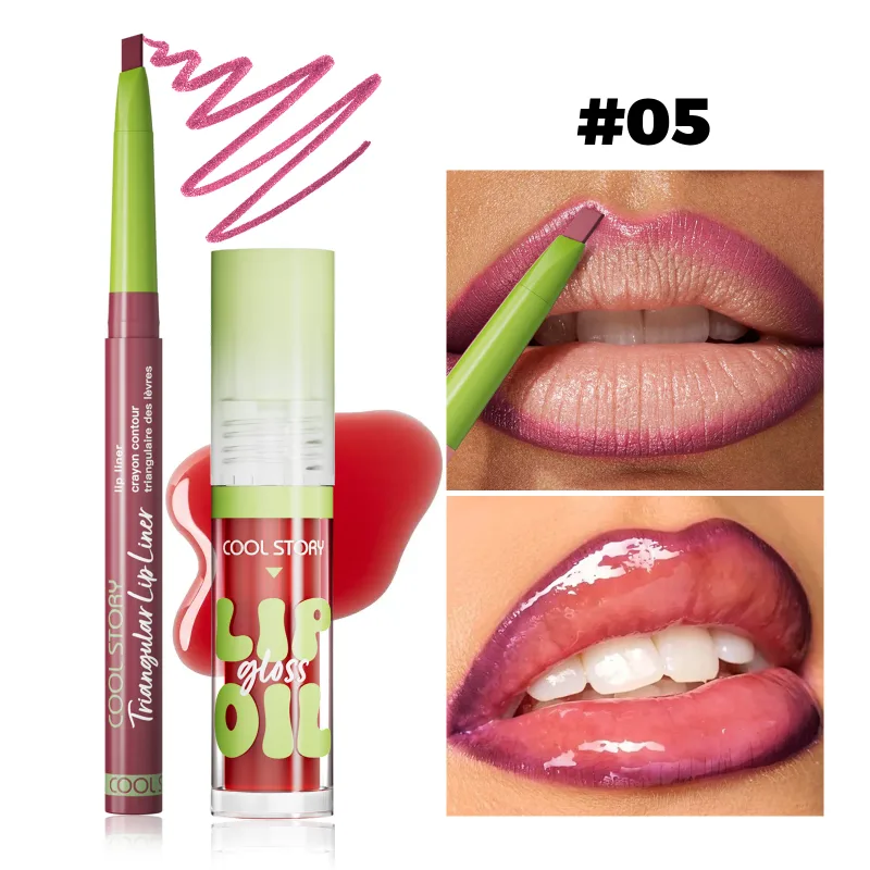 2 pçs delineador labial gloss conjunto 2 em 1 batom suave lábios contorno kit de maquiagem fosco lipliner para mulheres plumping óleo combinação cosméticos