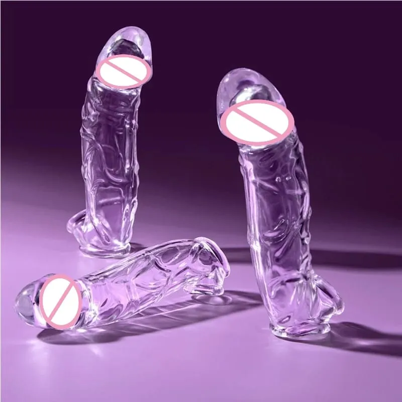 Manga peniana reutilizável em 3 tamanhos, manga macia e transparente, extensor de pênis, brinquedos sexuais adultos para homens, mulheres, durável, ampliador de pênis masculino
