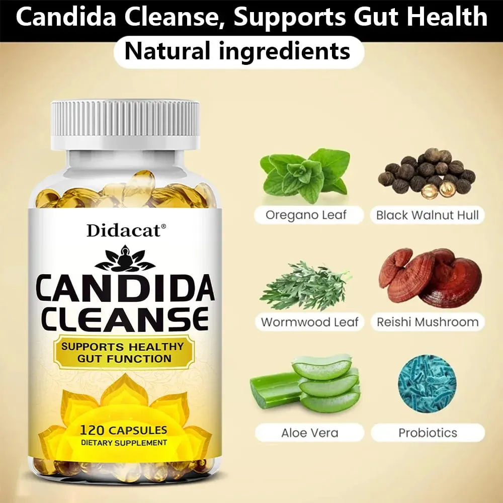 Candida Cleanse-Contains Natural Herbs and Probiotics To Support Healthy Bowel Function and Immune Health Suitable for Unisex