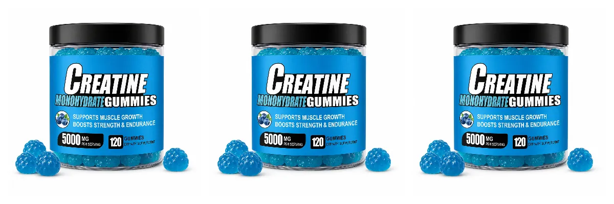 Gomas de monohidrato de creatina 5000 mg por porção 120 gomas para resistência muscular e suplemento dietético energético