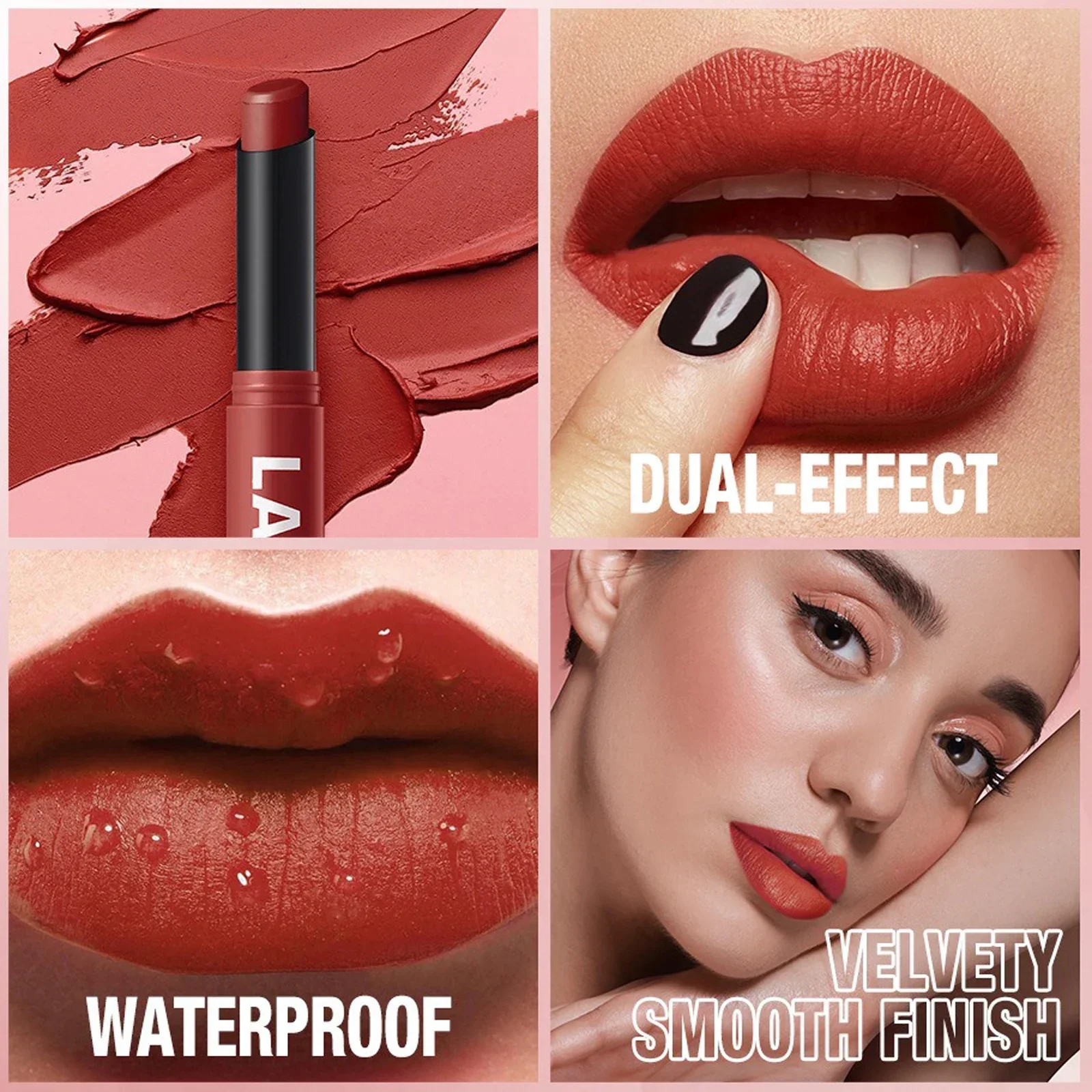 Batom rotativo de veludo fosco, batom à prova d'água de longa duração, copo antiaderente, coloração labial, cosméticos, delineador de maquiagem