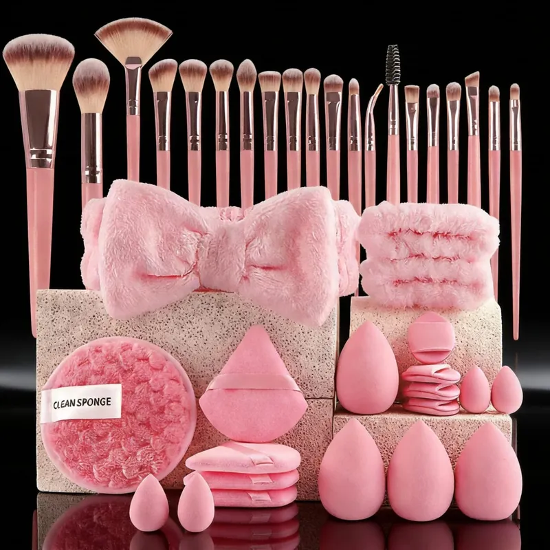 Conjunto de pincéis cosméticos profissionais 13/53pcs para pele mista com pincéis macios, perfeito para iniciantes e maquiadores