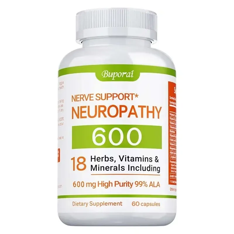 Suplemento de suporte para neuropatia 600 mg - Reduz o estresse, promove a saúde nervosa e a função cerebral. Energia celular não OGM