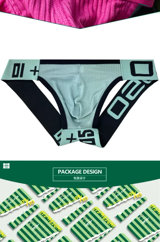 1Pc 0850 Cross Strap Men's thong Threaded Cotton Sexy Butt Lifting Four Ding Gay Back Empty Sexy Sexy Free Pants