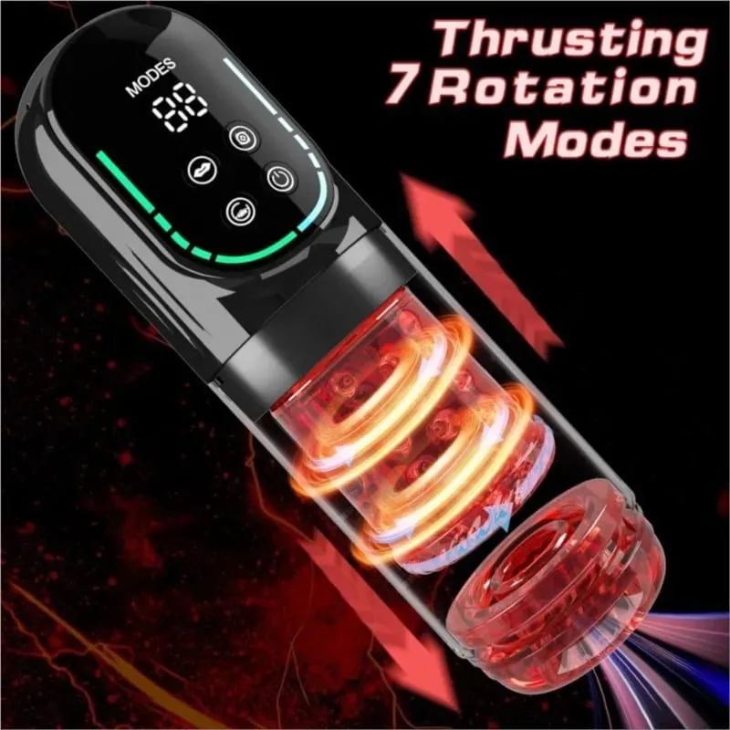 APP LED Automatic Male Masturbation Cup 7 Sucking Rotating Licking Thrusting Modes Stroker Sex Toys for Men Blowjob Simulator