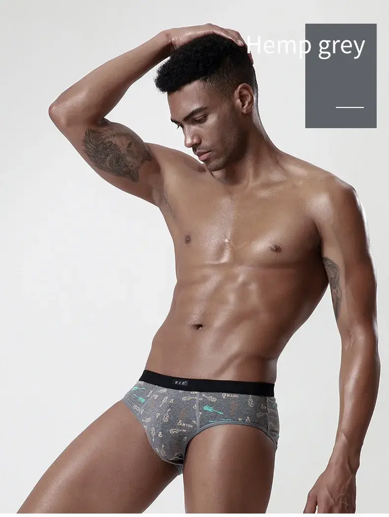 Cueca masculina de algodão plus size, cueca sexy, respirável, biquíni, estampa gay, calcinha masculina