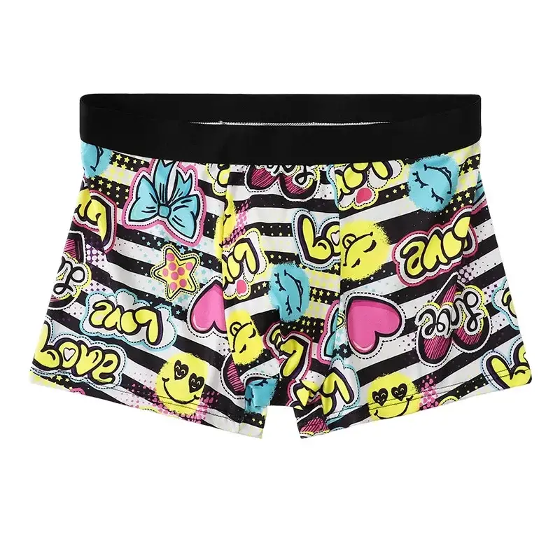 5 pçs aleatório masculino respirável boxer roupa interior com padrões de graffiti coloridos cintura elástica roupa interior na moda e na moda