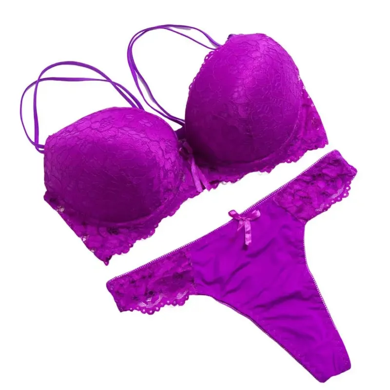 2 pçs/set conjunto de roupa interior alta estiramento cor sólida dupla fileira fivela decorar tamanho grande feminino sexy sutiã de renda e calcinha conjunto