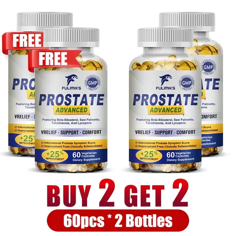 Cápsulas de próstata premium com Saw Palmetto e beta-sitosterol apoiam o fluxo urinário, saúde e conforto da próstata, aliviam a bexiga