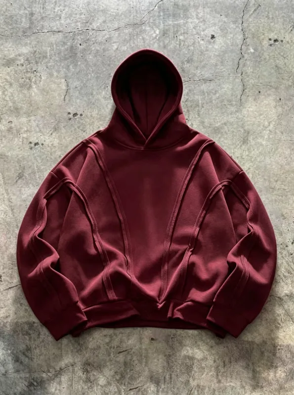 Striped solidcolor mens hooded sweatshirt with fleece forwarmth. Fashionable street casual loosefitting casual sweater with hood