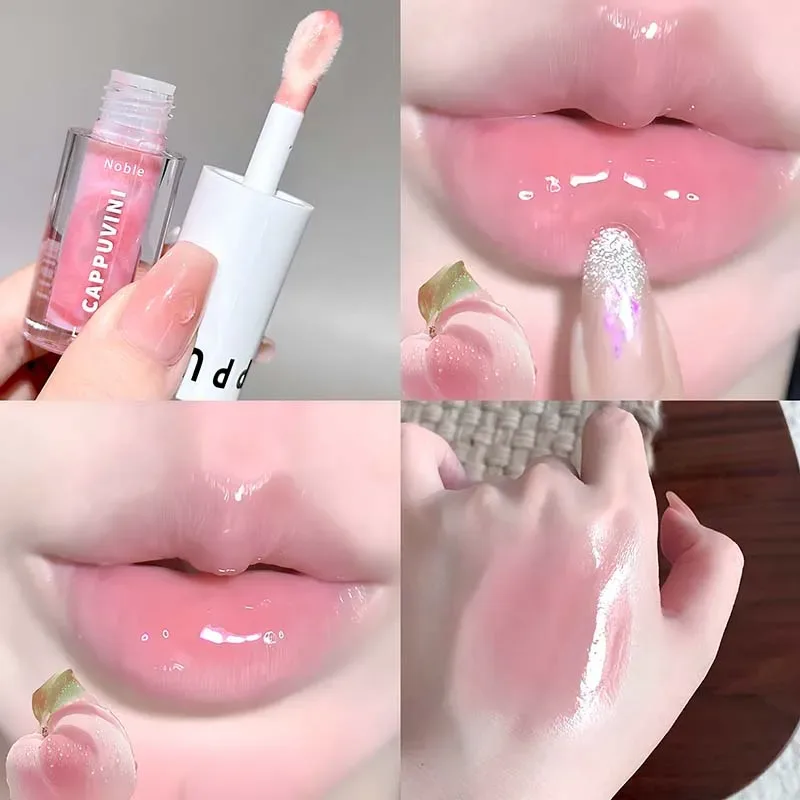 Brilho labial transparente cinza roxo, brilho labial hidratante, secagem de lábios, espelho labial, matiz, aumento, hidratante, cristal, óleo labial, maquiagem