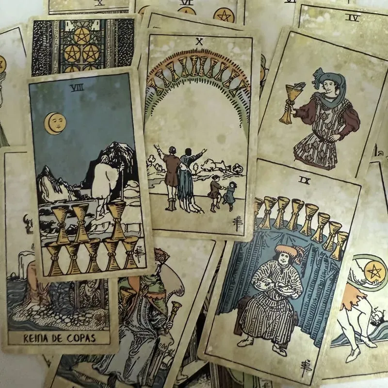 78pcs Vintage Tarot Cards Spanish Edition Board Game Divination Deck for Beginners Oracle Deck