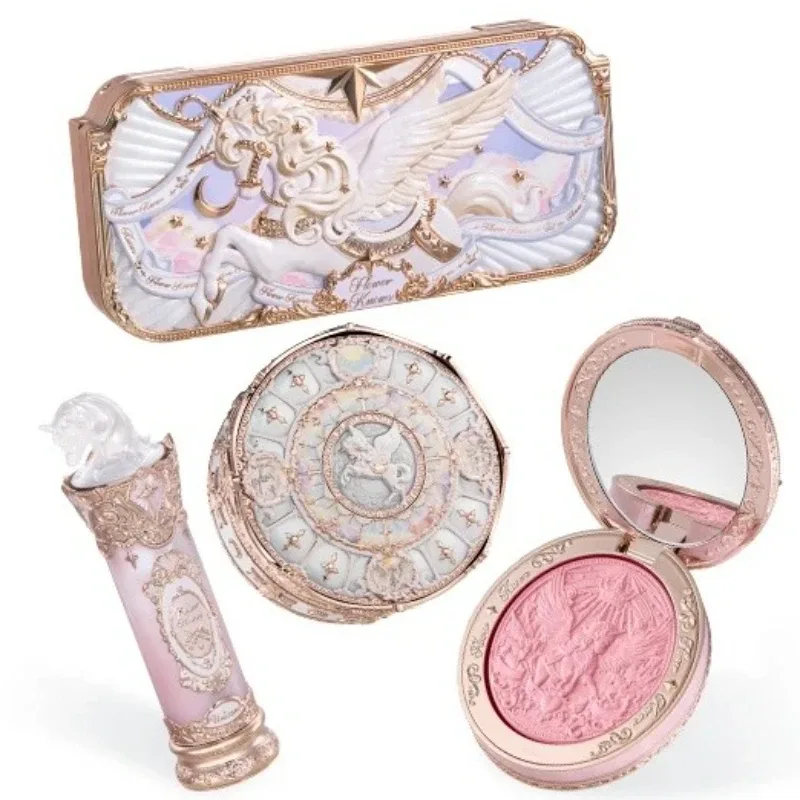 [NOVO] Conjunto de presente da coleção Flower Knows Knight Unicorn inclui paleta de maquiagem + batom + blush + pó solto