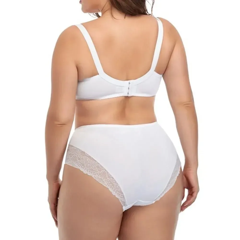Conjunto de sutiã de renda leve com armação para mulheres plus size, lingerie de copo fino com calcinha, elevador confortável, uso diário