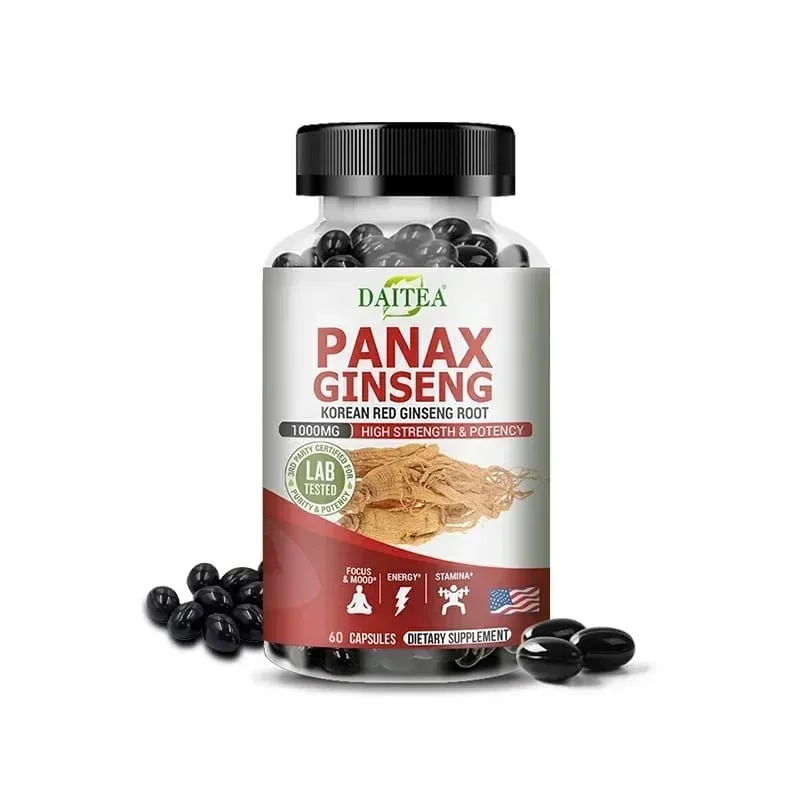 Extrato de Ginseng - Impulsionador do Cérebro para Memória e Foco Suplemento de Óxido Nítrico Aumento de Energia Natural para Homens e Mulheres