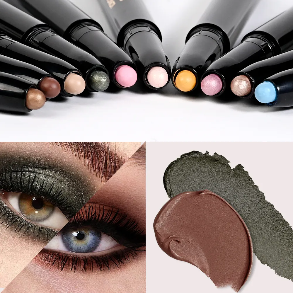 Lápis de sombra brilhante e fosco, à prova d'água, perolado, metálico, glitter, caneta iluminadora, cosméticos