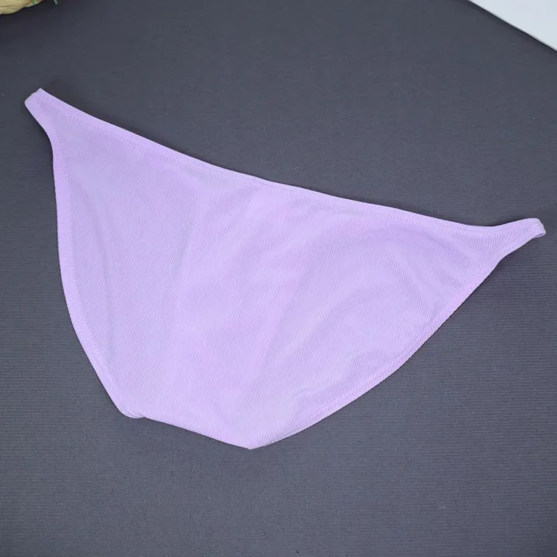 1pc Men Ribbing High Fork Underwear Brief U Convex Pouch Low Rise Panties Solid Color Breathable Comfortable Underpants