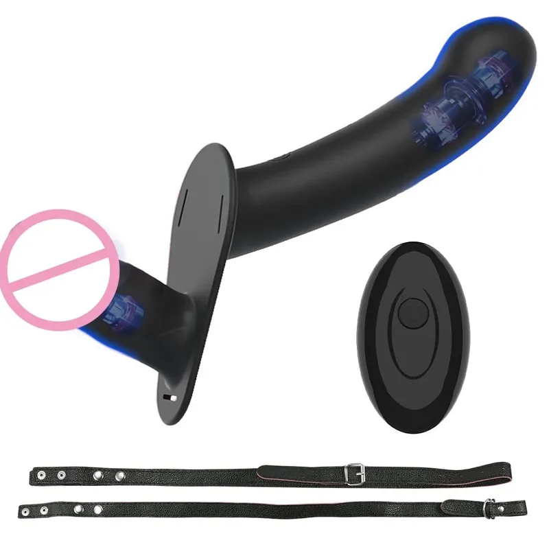 Strap-on vibrador vibrador masturbação vaginal clitóris estimulador wearable cabeça dupla 10 vibração brinquedos sexuais para casal lésbica