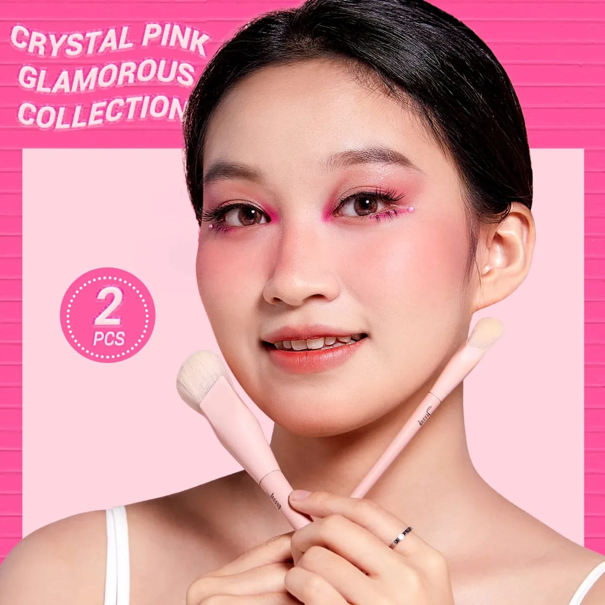 Jessup Foundation Brush and Concealer Brush Pink Makeup Brushes Set 2Pcs Premium Synthetic Face Brushes Makeup T497