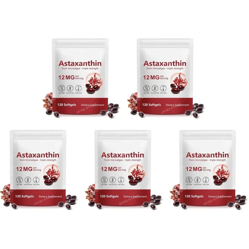 Astaxantina Softgels Tripla Força de Microalgas Apoia o Envelhecimento Saudável Promove o Colágeno Apoia a Barreira da Pele 120 Softgels