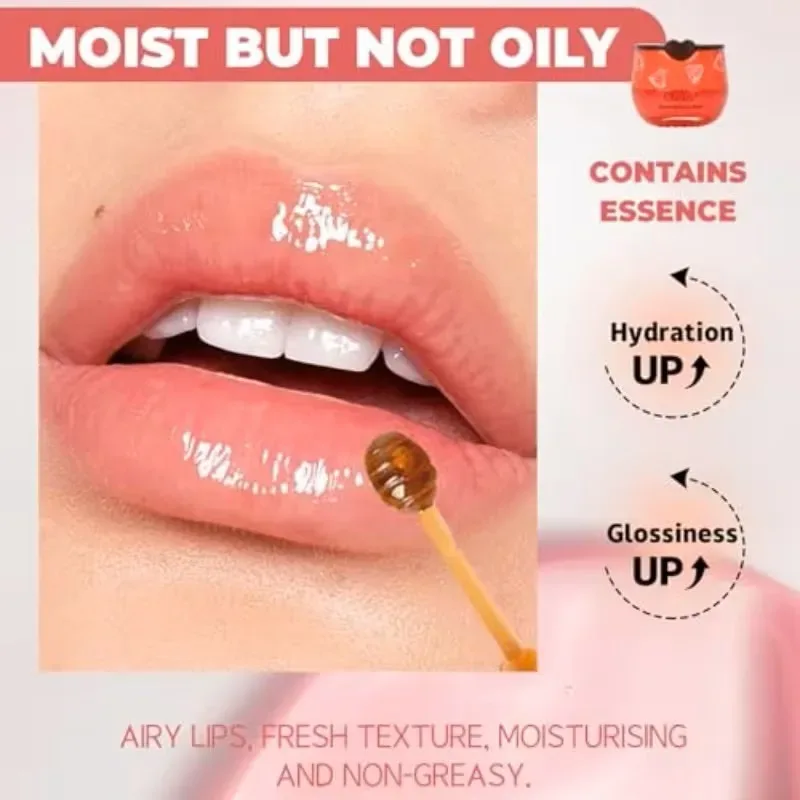 5.5g Lip Sleep Mask Night Sleep Maintenance Moisturizing Lip Gloss Bleach Cream Nourishing Lip Care Strawberry Honey