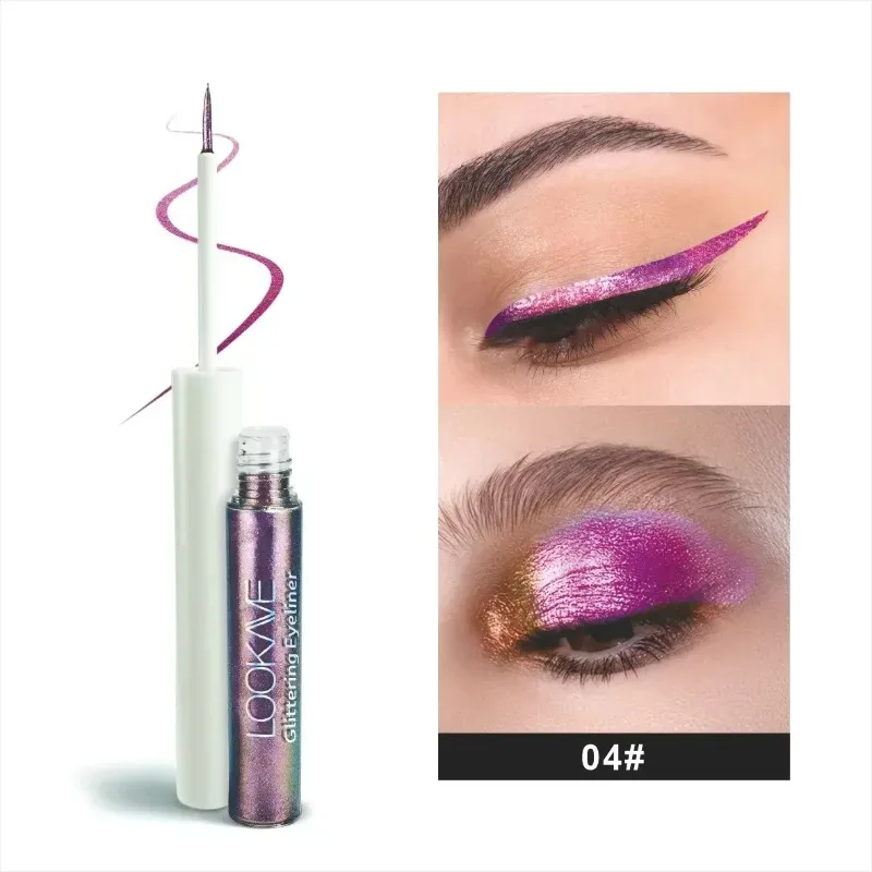 Delineador líquido camaleão brilhante metálico glitter sombra multicolorido delineador perolado polarizado aurora maquiagem com pigmento para os olhos