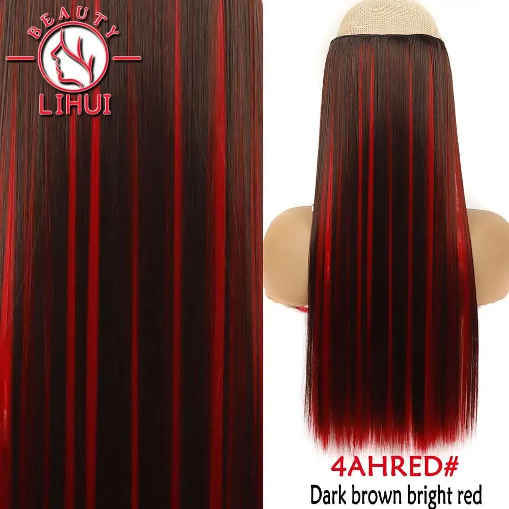 Synthetic Natural Synthetic Hair Extensions 5 Clip In Artificial Fake Ombre Blonde Brown Black Pink Straight False Hair Piece